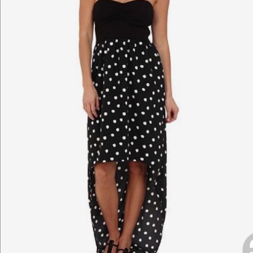 Hurley S high-low polka dot strapless dress